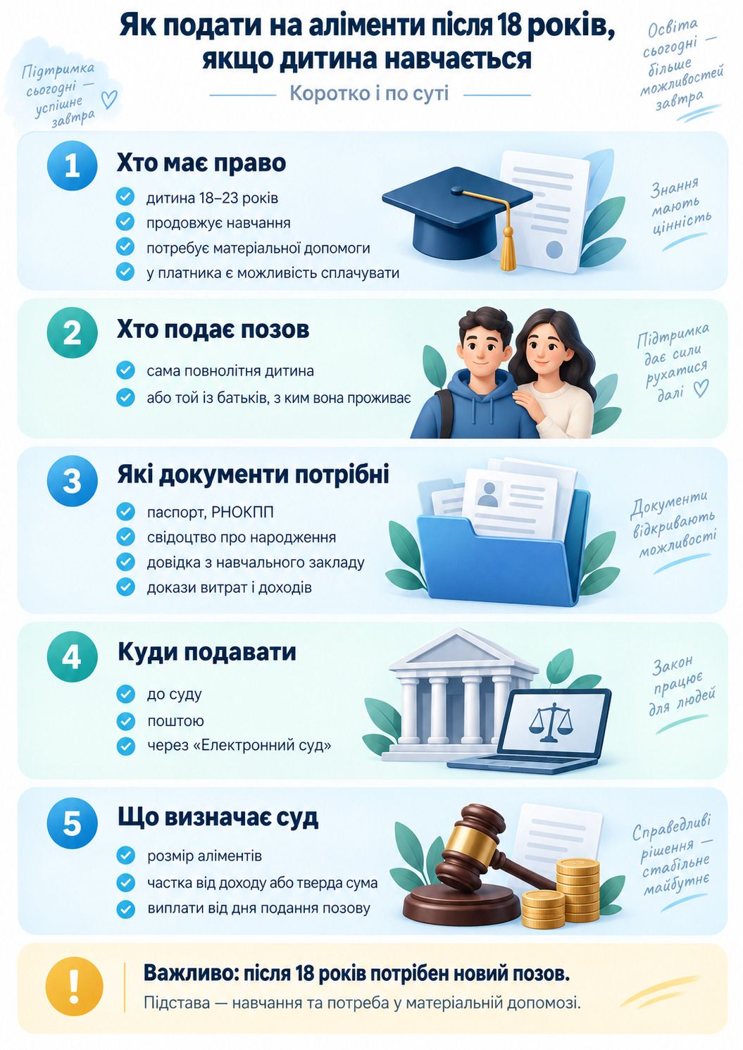 Как подать на алименты после 18 лет, если ребенок учится